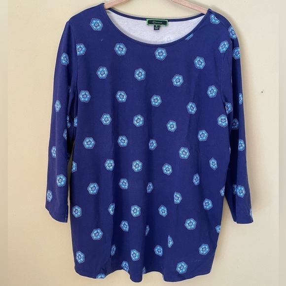 C. Wonder Blue Medallion Long Sleeve Top M - Picture 2 of 6